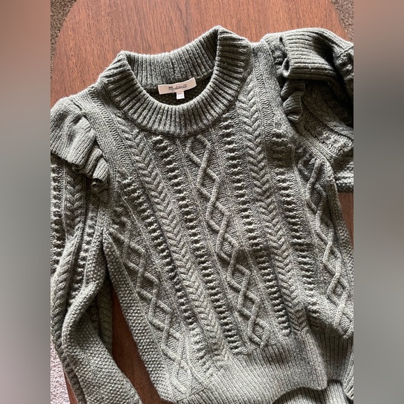 Madewell Green Hollydene Ruffle-Shoulder Pullover Knit Sweater - Size XXS - Picture 11 of 11